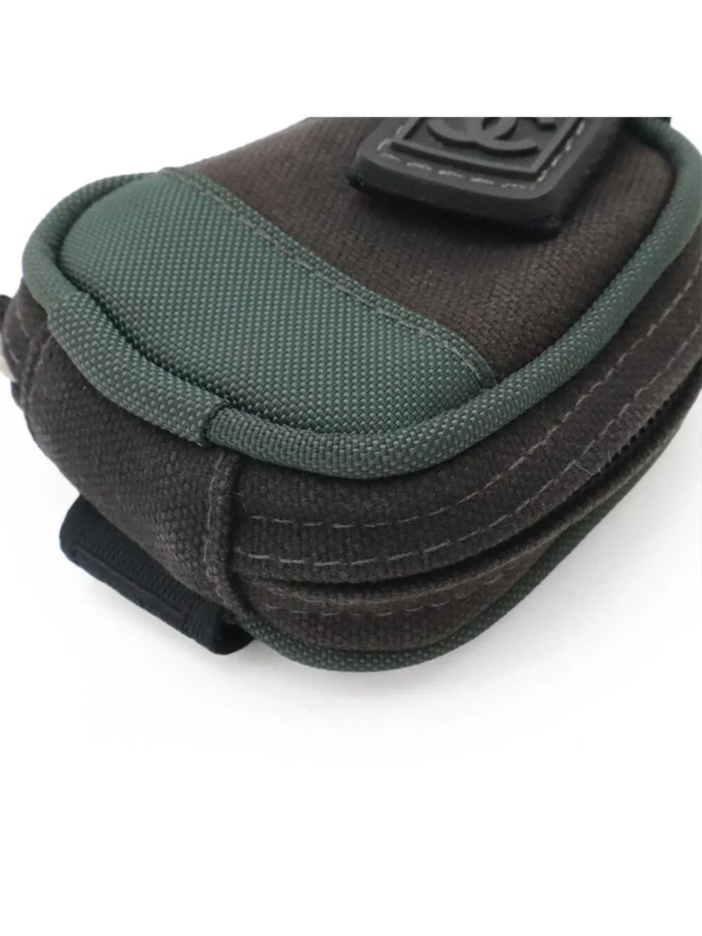 Chanel Sports Line CC Logo Arm Pouch Case Canvas Nylon Black Green